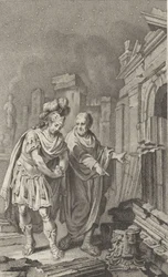 Scipio Aemilianus før ruinerne af Karthago i selskab med Polybius, 1797.