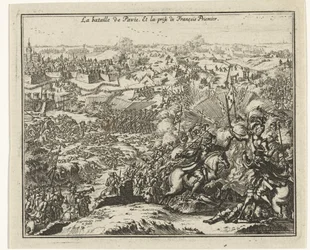 Slaget ved Pavia Fængsling af Frans I, konge af Frankrig La bataille de Pavie. Et la prize de François Priemier (titel på objekt)