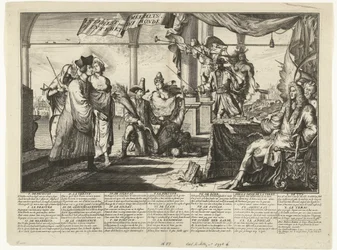 Tegneserie om advokatbranchen, der drager fordel af menneskets skænderier, 1687 Interest des