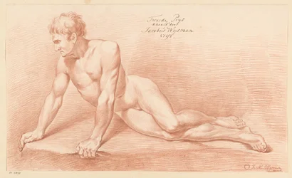 Siddende nøgen mand, set forfra (2. præmie 1798)