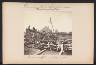 Nedenfor damppumpestation med Vijzels / Capelle aan den IJssel den 15. juni 1868 (titel på objekt) Genvinding af søerne i Schieland øst for Rotterdam (serietitel på objekt)