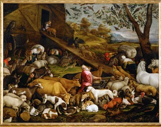 Dyrene går ind i Noahs Ark (maleri på lærred)