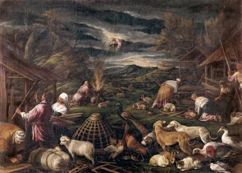 Noe efter syndfloden. Maleri af Jacopo da Ponte, kaldet Jacopo Bassano (1515-1592)