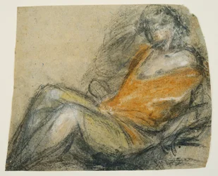 Studie af en liggende figur, ca. 1567 (sort pen, kridt og grafitpen på gråt papir)