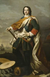 Pierre I le Grand, tsar de Russie - Portræt af kejser Peter I den Store (1672-1725), af Amigoni, Jacopo (1675-1752). Olie på lærred. Mål: 210x139 cm. Nationalmuseum Stockholm