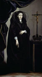 Portræt af en adelskvinde klædt i sorg, ca. 1600 (olie på lærred)