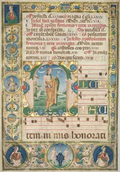 Blad fra en Gradual: Initial (M) med St. Andrew (recto)