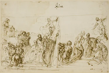 To kompositionsskitser til votivmaleriet af Doge Pasquale Cicogna, Sala del Pregadi, Palazzo Ducale, Venedig
