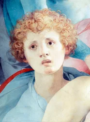 Ansigt af ung mand, detalje af The Deposition, af Jacopo da Pontormo (1494-1557)