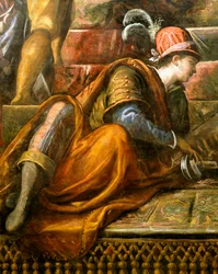 Doge Niccolo da Ponte modtager olivengren fra Venedig, af Jacopo Robusti kendt som Tintoretto (1518-1594), Detail, Sala del Maggior Consiglio (Hall of Great Council), Palazzo Ducale, Venedig