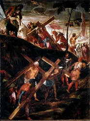 La Montee au Calvary (Korsets vej) (Korsets vogn) Maleri af Jacopo Robusti dit le Tintoret (Tintoretto) (1518-1594) 1566-1567 Søn. 515x390 cm vene, scuola di san Rocco