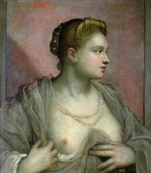 Portræt af en kvinde, der afslører sine bryster, c.1570