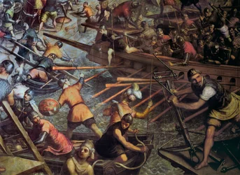 Erobringen af Konstantinopel i 1204 (Episode af det 4. korstog (Detalje) Maleri af Jacopo Robusti (Tintoretto) (1518-1594).