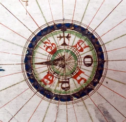 Kompaspunkt, renæssancekort over Europa, Jacopo Russo (efter) 1528