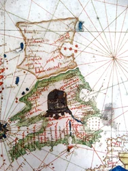 England, Wales og Skotland, fra et renæssancekort over Europa, Jacopo Russo (efter), 1528
