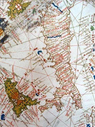 Italien og Sicilien fra et renæssancekort over Europa, Jacopo Russo (efter), 1528