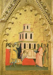 St. Matthæus rejser en ung mand fra de døde, fra altertavlen af St. Matthæus og scener fra hans liv, ca. 1367-70 (tempera på panel)