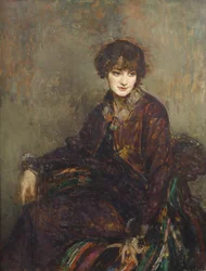 Portræt af Daisy Fellowes, født Marguerite Decazes de Glücksbierg (1890-1962) (olie på lærred)
