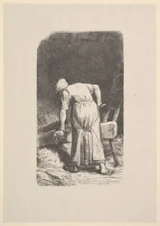 Kvinde skærer hvede, 1853.