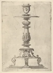 Design til en lysestage, 1548-49.