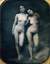 [To stående kvindelige nøgenmodeller], ca. 1850
