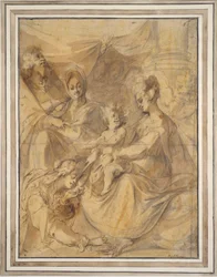 Hellig familie med de hellige Anne og Maria Magdalena