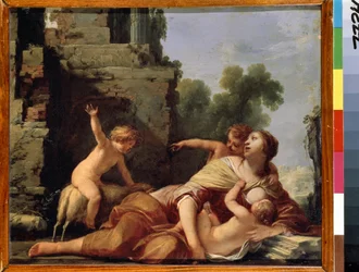 ""Allegory of Charity"" (Allegory of the Charity) En mor, der ammer børn Maleri af Jacques Blanchard (1600-1638) Eremitagemuseet fra det 17. århundrede, Sankt Petersborg