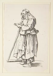 Tigger-kvinde, der modtager almisse, fra The Beggars