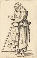 Tiggerkvinde, der modtager velgørenhed, ca. 1622.