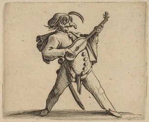 Den maskerede komiker spiller guitar, fra ..., 1616-22.