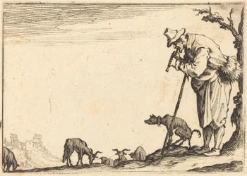 Hyrde, der spiller fløjte