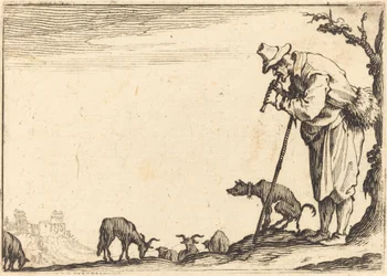 Shepherd spiller fløjte, ca. 1617.