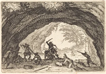 Soldater angriber røvere, ca. 1622.