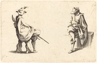 To siddende figurer