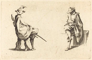 To siddende figurer, ca. 1622.