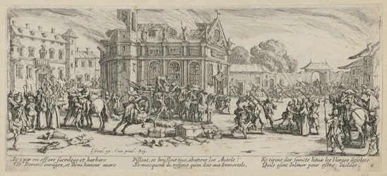 Ødelæggelsen af et kloster, blad 6 i serien »Krigens rædsler«