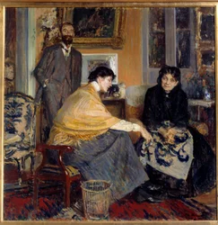 Fru Ludovic Halevy, hendes søn forfatteren Elie Halevy (1870-1937) og Florence Halevy Maleri af Jacques Emile (Jacques-Emile) Blanche (1861-1942) Privatsamling fra det 20. århundrede