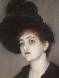 Portræt af Marie Blanche Vasnier, detalje