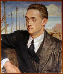 Portræt af den franske forfatter Henri de Montherlant (1896-1972) Maleri af Jacques Emile (Jacques-Emile) Blanche (1861-1942) 1924 Søn. 0,54x0,45 m Rouen, musee des Beaux Arts