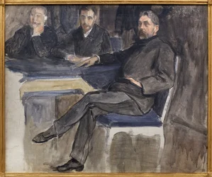 Studie til portrættet af Stephane Mallarme (1842-1898) og hans venner fra La Revue Independante. Maleri af Jacques Emile Blanche (1861-1942), olie på lærred