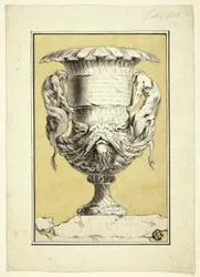 Monumental vase med antropomorfe figurer