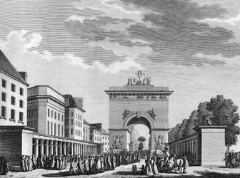Fransk Revolution: Godkendelse af forfatningen af 3. september 1791. Stik af Berthaut efter Swebach. Paris, bibliotek for Institut for Revolutionshistorie
