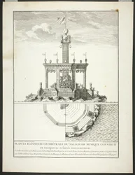 Plan og opstalt af en musiksal, planche tre fra Description des Festes Données par la Ville de Paris