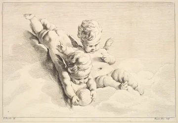 Two Cupids, One Holding a Ball, midten til slutningen af det 18. århundrede.