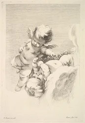 Two Cupids, One Holding a Wreath, midten til slutningen af det 18. århundrede.