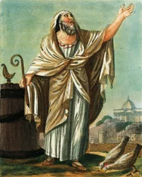 Augur, af Jacques Grasset de Saint-Sauveur (1757-1810), gravering fra det antikke Rom, eller historisk og billedlig beskrivelse af alt relateret til romerske folk, deres militær, skikke, religiøse og offentlige liv