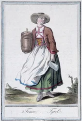Femme of Tyrol - i "" Encyclopedia of Travels"" af Grasset St Sauveur, red. 1796