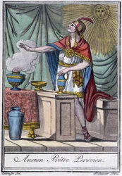 Tidligere peruviansk præst (inca) - i "" Encyclopedia of Travels"" af J. Grasset-Saint-Sauveur, Paris