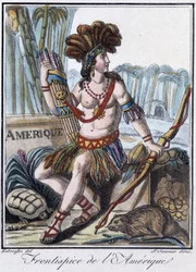 Frontispice of America - i "" Encyclopedia of Travels"" af Grasset St Sauveur, red. 1796