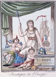 Frontispice of Europe - i "" Encyclopedia of Travels"" af Grasset St Sauveur, red. 1796